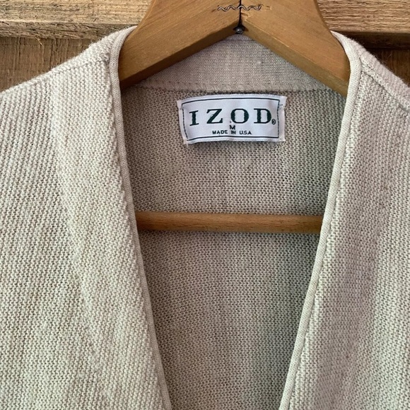 Vintage 80s Light Beige Button Down Grandpa Cardigan Sweater by Izod size M - Picture 4 of 7